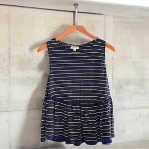 🤑 10/$100 Max Studio navy yellow baby doll sleeveless tank top M